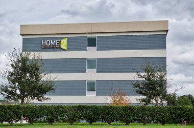 Houston, Texas USA 12-05-2021: Home 2 Suites by Hilton exterior in Houston, TX. Extended stay all-suite hotel chain founded in 2009.