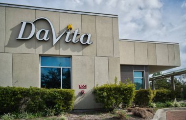 Houston, Texas USA 12-05-2021: DaVita building exterior in Houston, TX. Kidney dialysis clinical treatment center.