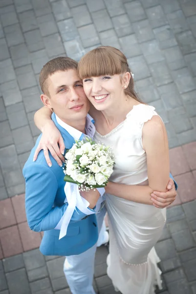 Portrét novomanželů (pohled shora) — Stock fotografie