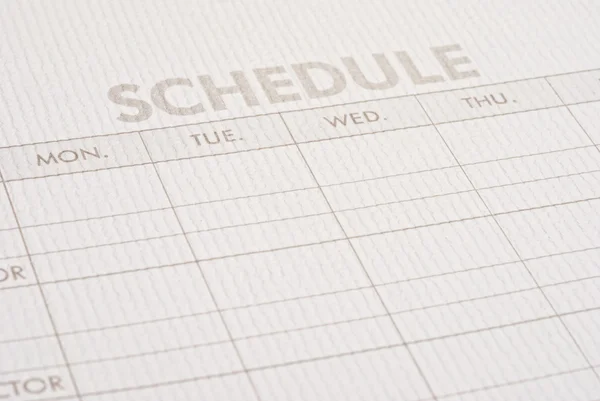 Close-up sheet schedule — Stock Photo, Image