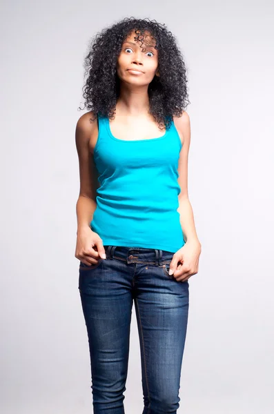 Mulatto girl with dark curly hair — Stock Photo, Image