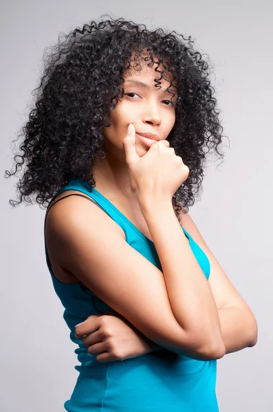 Mulatto woman thinking — Stock Photo, Image