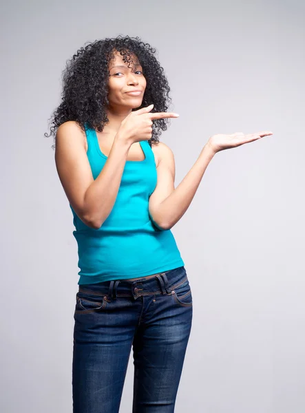 Girl showing open palm — Stock Photo, Image