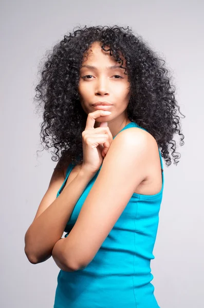 Mulatto woman thinking — Stock Photo, Image