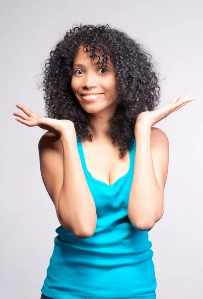 Mulatto girl with dark curly hair — Stock Photo, Image