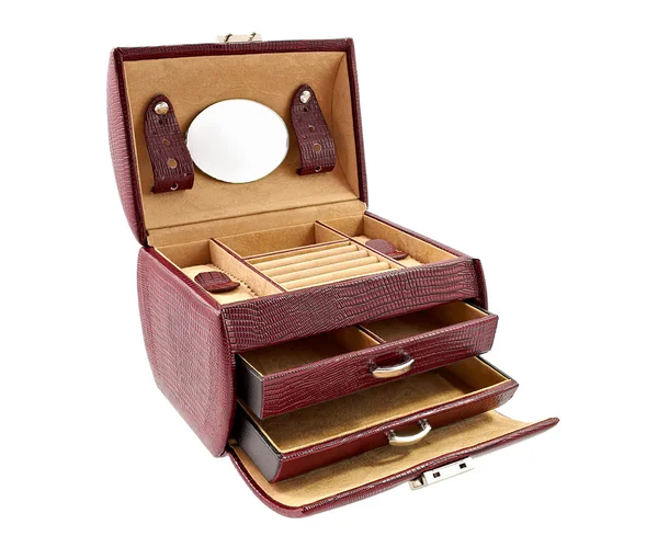 Kožený box pro kosmetické nebo šperkařství — Stock fotografie