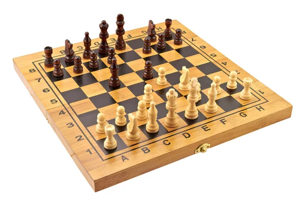 Šachovnice s postavami v průběhu — Stock fotografie