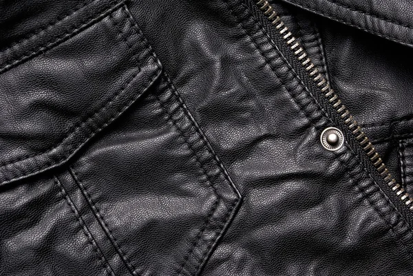 Detalles chaqueta de cuero negro —  Fotos de Stock