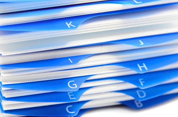 Blue organizer by letters — Stock Photo, Image