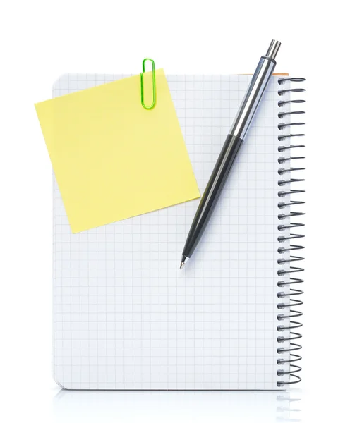 Notebook with notice paper and pen — Stock Photo, Image