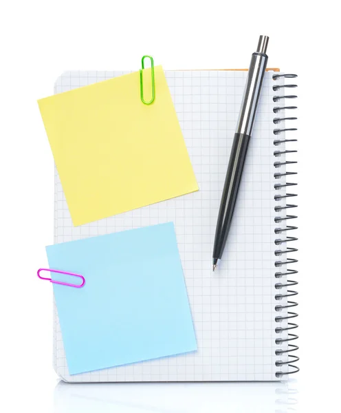 Notebook with notice paper and pen — Stock Photo, Image