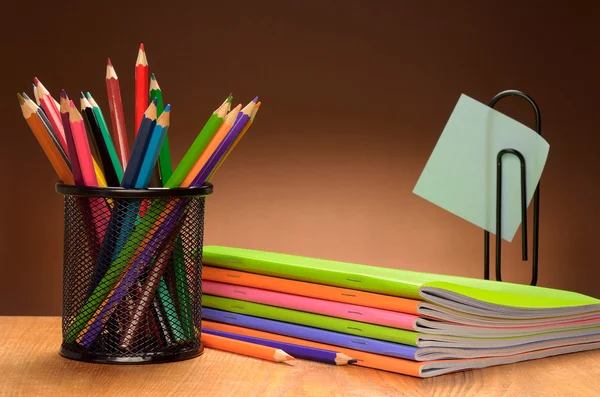 Stationery set on wooden table — Stock Photo, Image