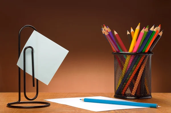 Stationery set on wooden table — Stock Photo, Image