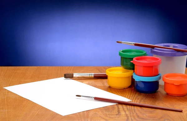 Blank sheet of paper and drawing accessories — Stock Photo, Image