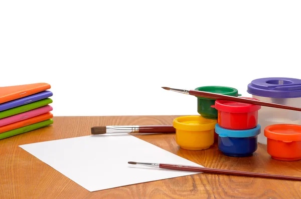 Blank sheet of paper and drawing accessories — Stock Photo, Image