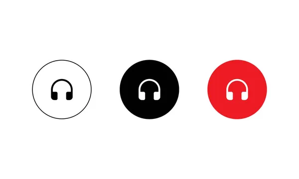 Ακουστικά Κουμπί Εικονίδιο Διάνυσμα Μουσικά Σύμβολα Επίπεδο Στυλ — Διανυσματικό Αρχείο