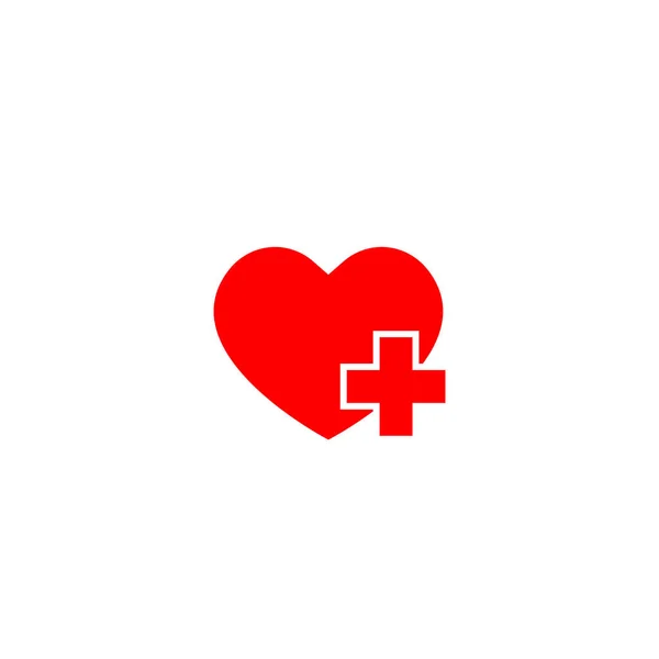 Medical Heart Icon Vector Símbolo Cura Amor Vermelho —  Vetores de Stock