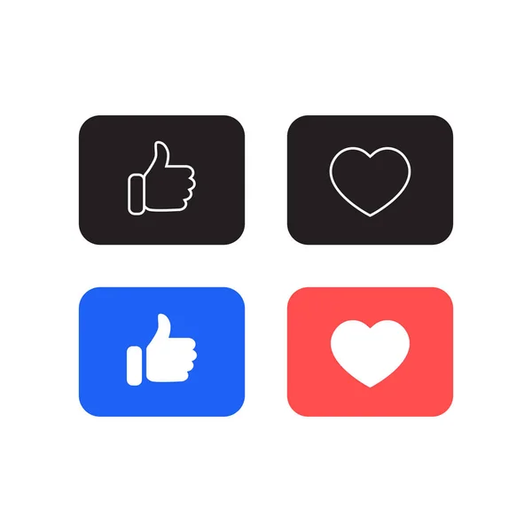 Love Button Icon Icon Set Collection Flat Style — стоковый вектор