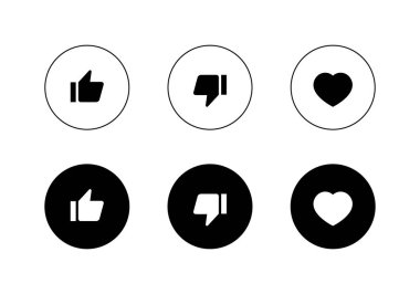 Sevmemek ve Aşk Simgesi gibi. Sosyal medya unsurları. Vektör İllüstrasyonu