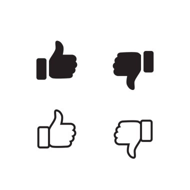 Baş Parmak Yukarı ve Aşağı Simge Vektörü. İşaret Sembolünü Sevmek ve Sevmemek