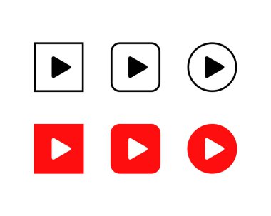 Düz Biçimli Düğme Simgesi çal. Vektör İllüstrasyonu