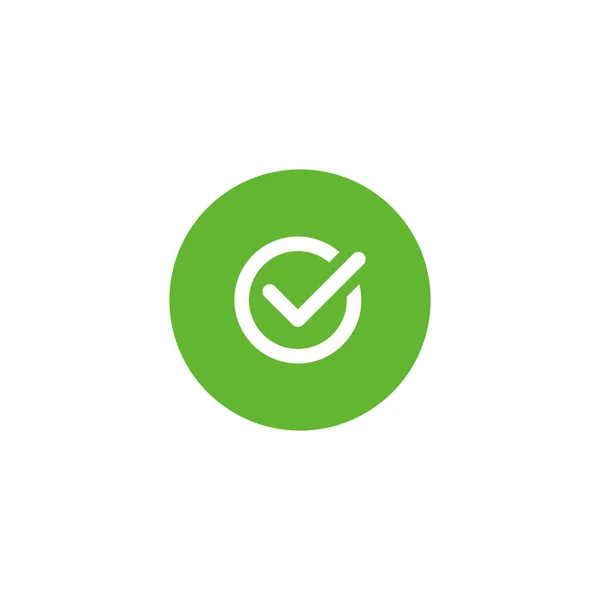 Green Check Mark Tick Icon Circle Shape Vector Illustration — ストックベクタ