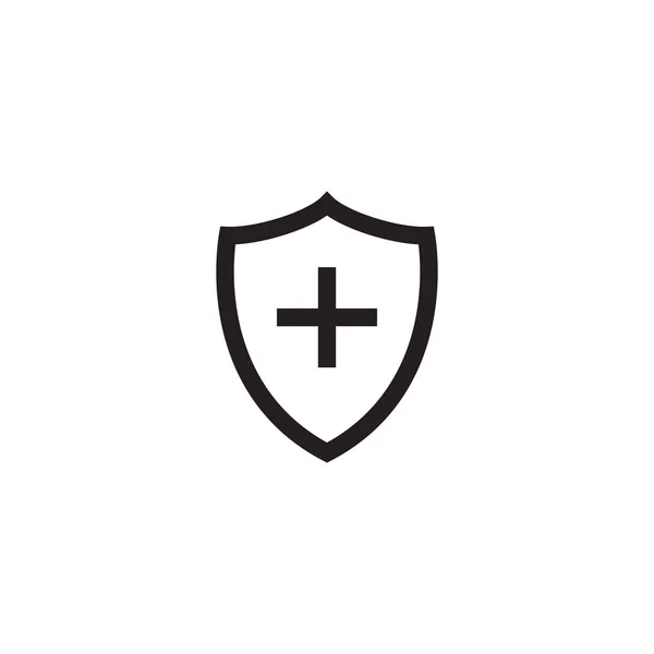 Ziektekostenverzekering Shield Icon Vector Line Style — Stockvector