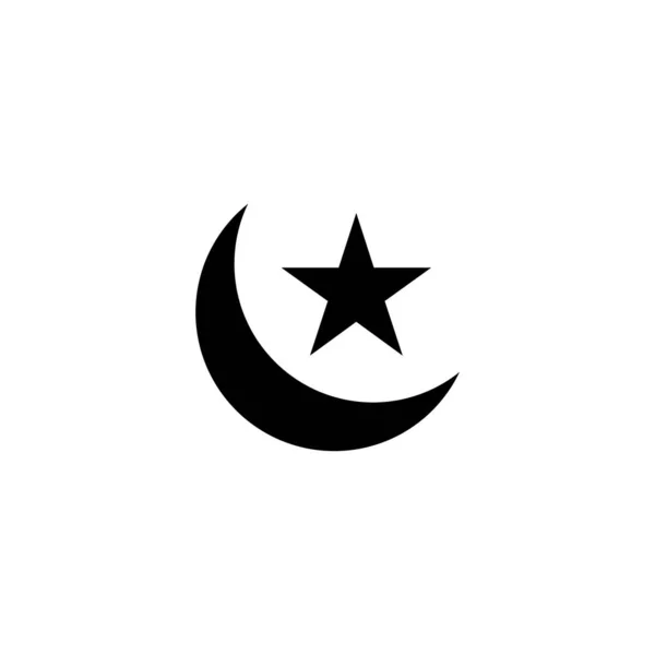 Crescent Moon Star Icon Vector Islámský Náboženský Symbol — Stockový vektor