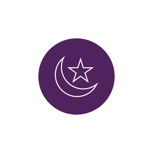 Crescent Star Line Icon Vector Logo Islámského Symbolu — Stockový vektor