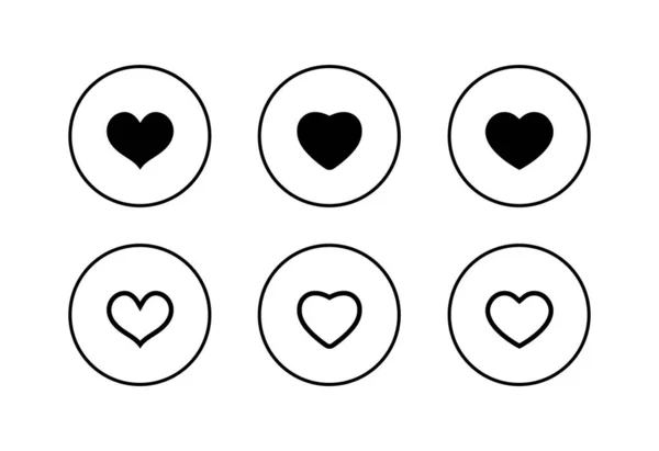 Love Heart Icon Set Collection Line Style Illustration Vectorielle — Image vectorielle