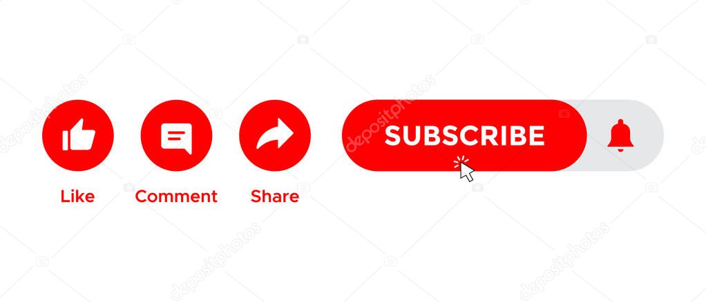 Like, Comment, Share and Subscribe Icon Vector. Illustration Isolated on White Background