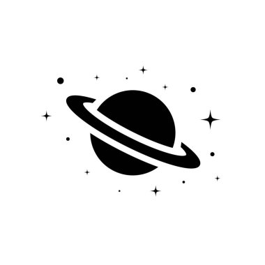 Saturn Icon Vector. Planet Sign Symbol Isolated on White Background