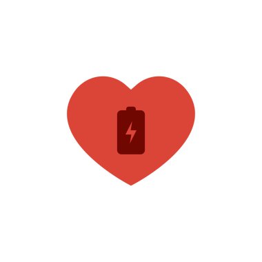 Aşk Şeklinde Batarya Şarj Eden Simgesi. Pil Sağlık İşareti Sembolü