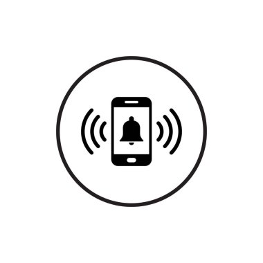 Smartphone 'da Bell Simgesi Çalıyor. Bildirim işareti vektörü