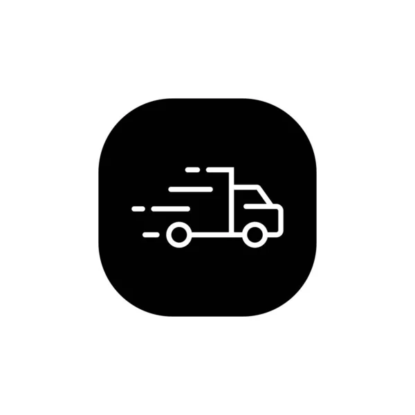 Livraison Rapide Vecteur Icône Camion Sur Bouton Carré — Image vectorielle