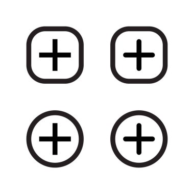 Sosyal medya elemanlarının düğme simgesi vektörü ekle. Çapraz, artı çizgi biçiminde işaret sembolü