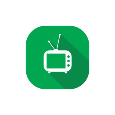 Eski televizyon ve televizyon simgesi vektörü kare arkaplanda izole edilmiş