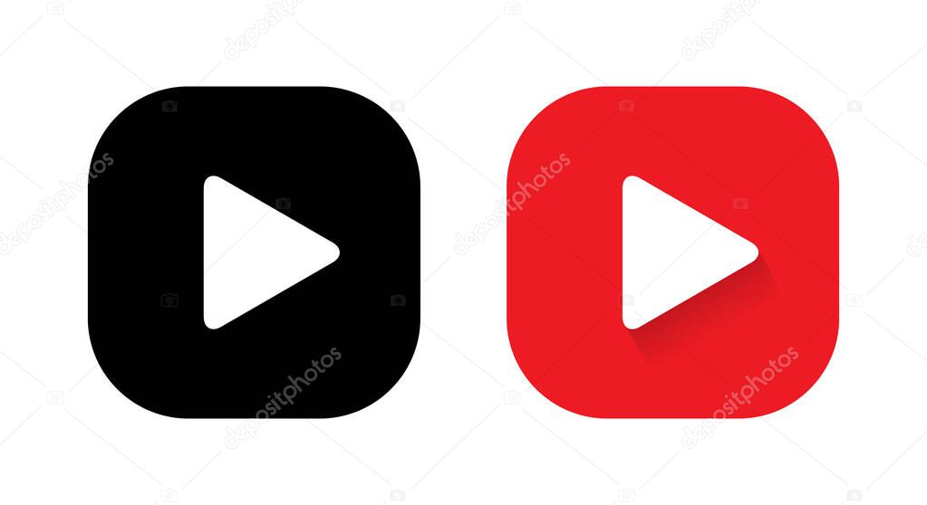 Video media player icon vector on square button