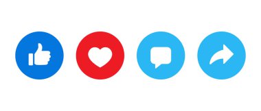 Like, love, comment, and share icon vector. Social media elements