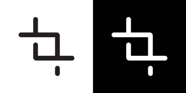 Crop tool icon vector in clipart style. Cropping sign symbol