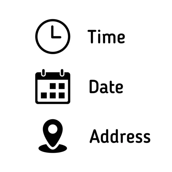 Time Date Address Icon Vector Event Elements Sign Symbol — Archivo Imágenes Vectoriales