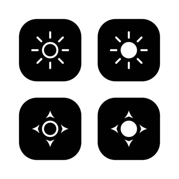 Вектор Значка Яркости Экрана Квадратном Фоне Символ Солнца — стоковый вектор