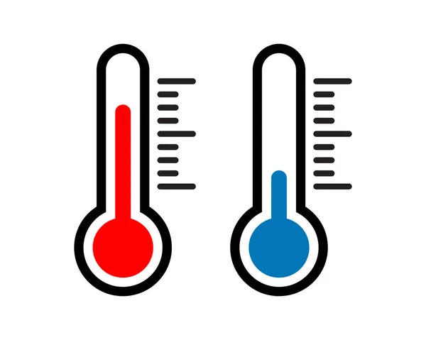 Sıcak Soğuk Sıcaklık Düz Şekilde Termometre Simgesi Vektörü — Stok Vektör