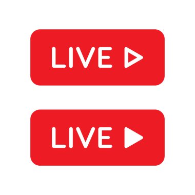 Canlı yayın video düğmesi simgesi vektörü düz biçiminde