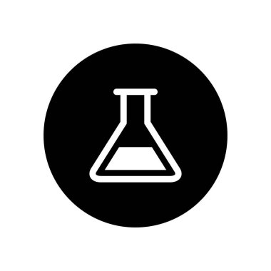 Dairesel arkaplanda izole edilmiş kimyasal beher cam ikonu vektörü