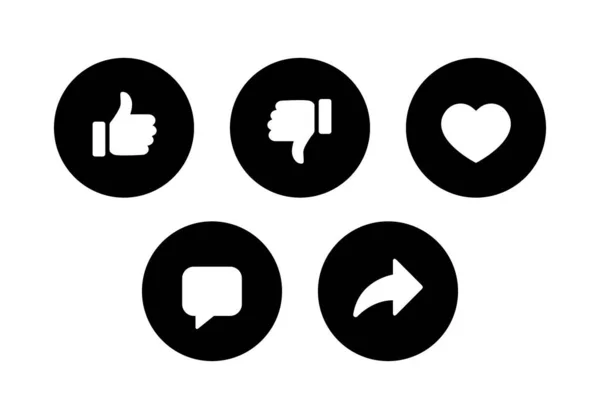 Dislike Love Comment Share Icon Vector Clipart Style Social Media — Stock Vector