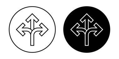 Üç yönlü ok ikonu vektörü izole edilmiş çember arkaplan