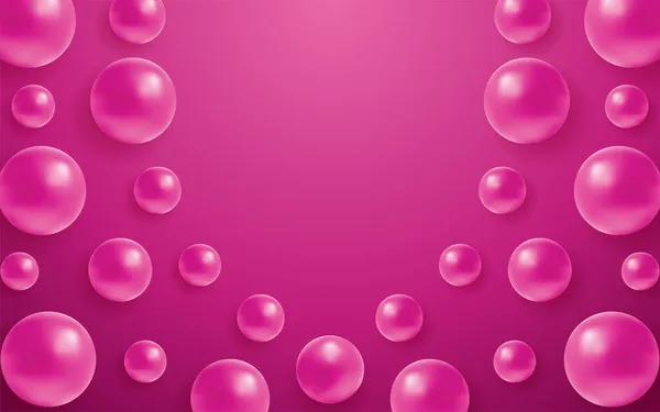 现实的球体几何紫色设计元素圆形气泡图案 招贴画有3D粉色球体的漂亮背景 — 图库矢量图片