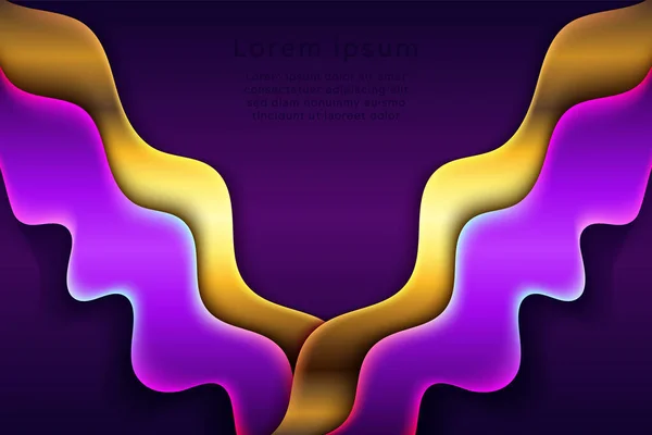 Абстрактний Золотий Металевий Фіолетовий Світловий Напрямок Темним Порожнім Дизайном Простору — стоковий вектор