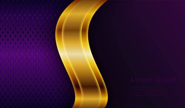 Karanlık boşluk tasarımı modern fütürist vektör arkaplan illüstrasyonuna sahip soyut altın metalik mor ışık yönü